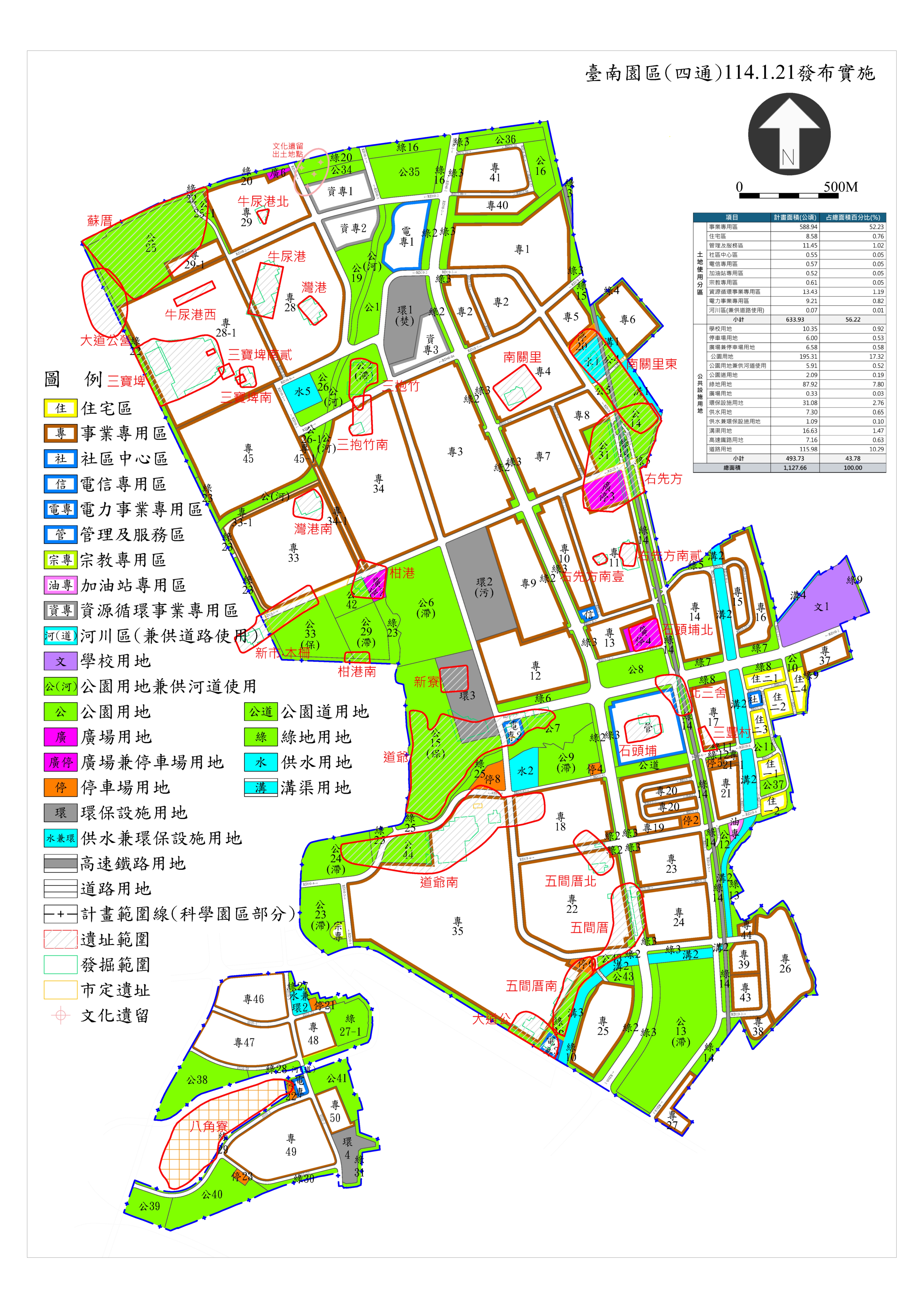 南科文化資產-南科考古遺址位置及範圍示意圖